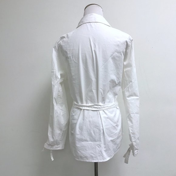 Anne Fontaine white button up wrap tie long sleeve shirt top made in France 4 - Picture 6 of 8